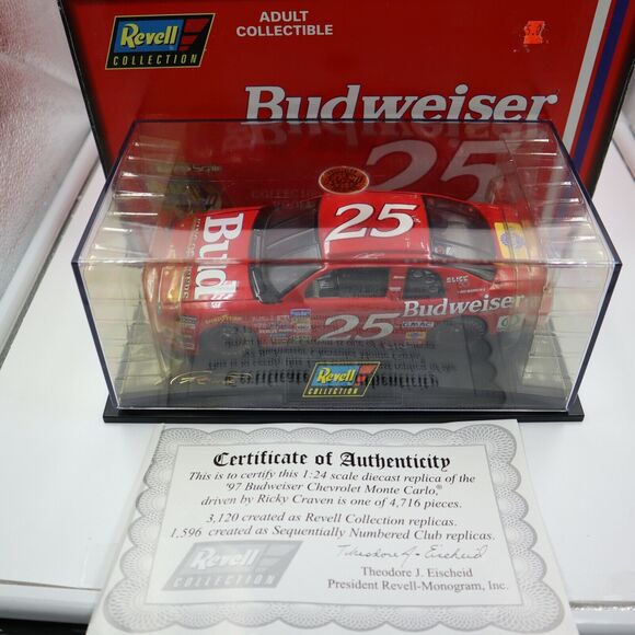 Ricky Craven #25 1997 Revell NASCAR Budweiser 1:24 Die Cast Replica - Picture 2 of 7